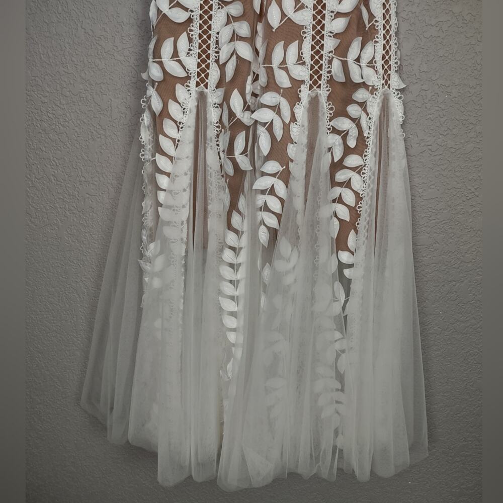 Bronx and Banco Saba Blanc Lace Midi-Dress Bridal Sleeveless White Nude Size 2 - Picture 12 of 16